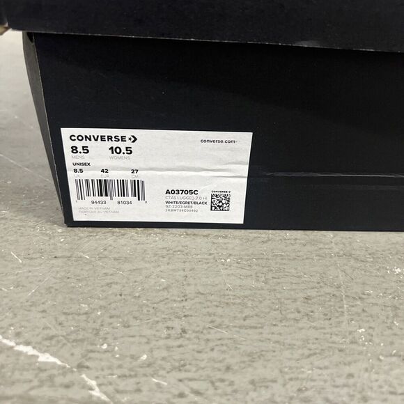 Converse Chuck Taylor All Star Lugged 2.0 Mens 8.5 Womens 10.5 A03705C White - Picture 5 of 7